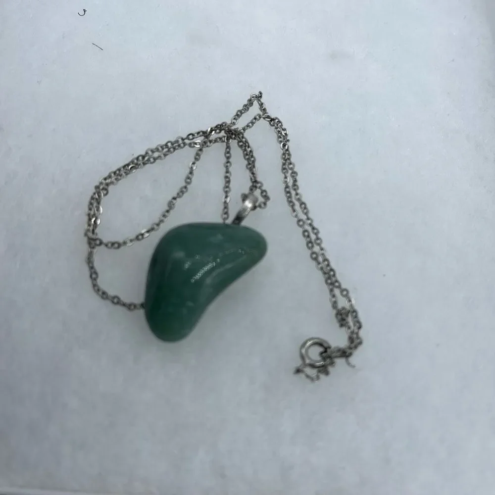Aventurine and  stainless steel necklace.